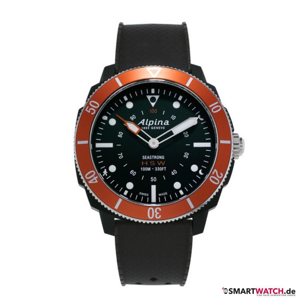 Alpina Seastrong Horological Smartwatch, Silikon - Schwarz/Orange