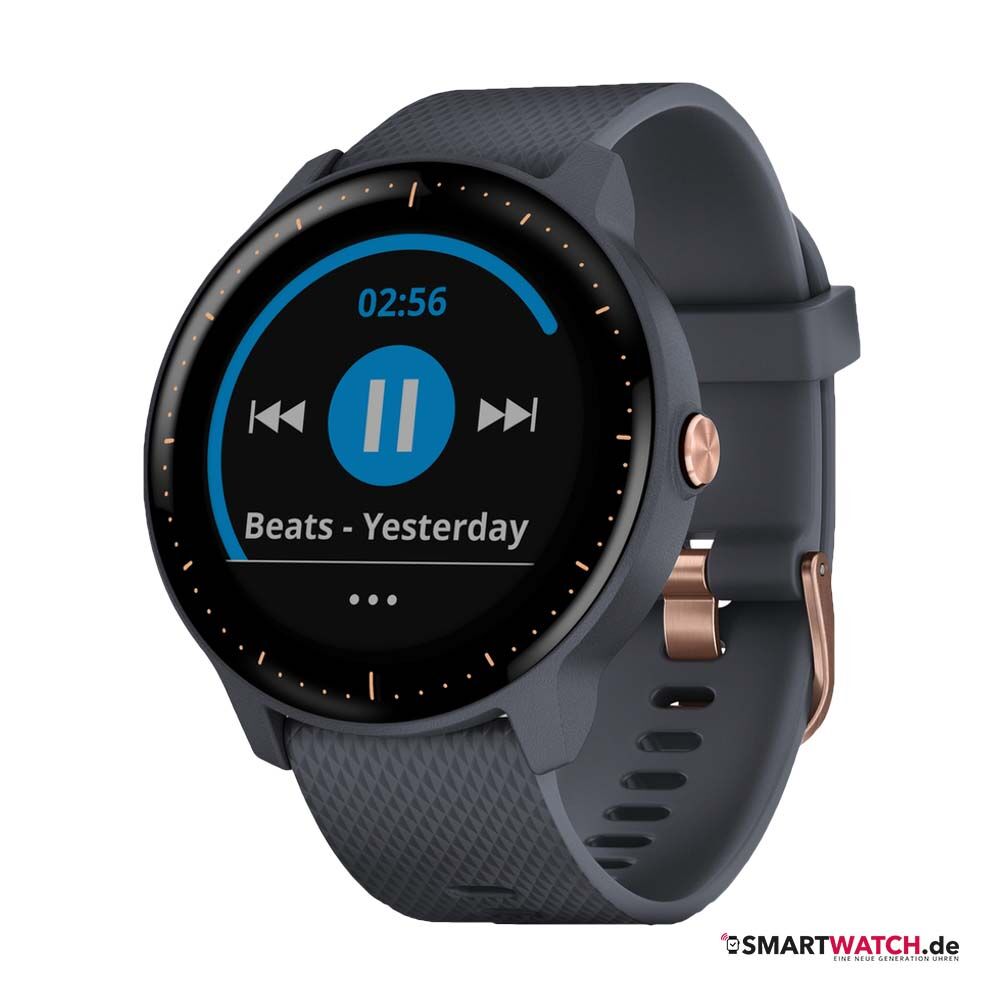Garmin Vivoactive 3 Music, Silikon - Granitblau/Rosegold