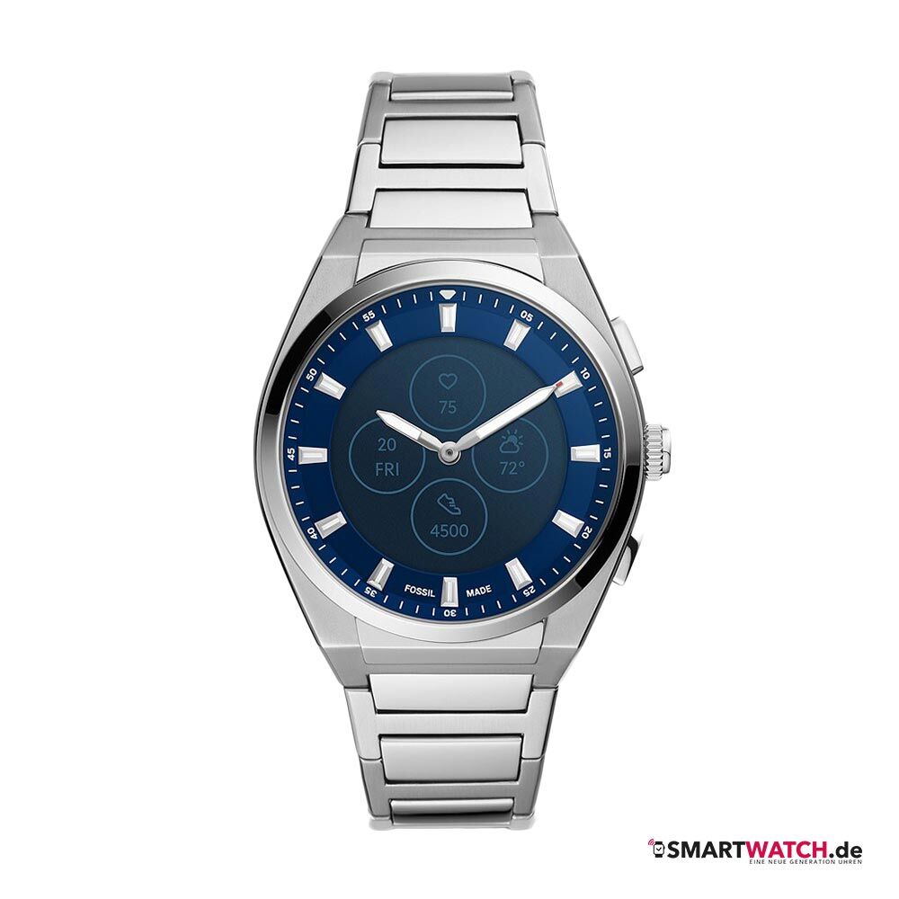 fossil-everett-hybrid-hr-gliederband-silber-blau fossil-everett-hybrid-hr-gliederband-silber-blau