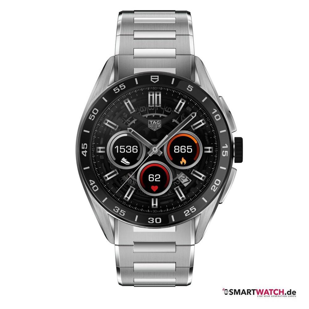 tag heuer connected calibre e4 45 mm silber gliederband edelstahl