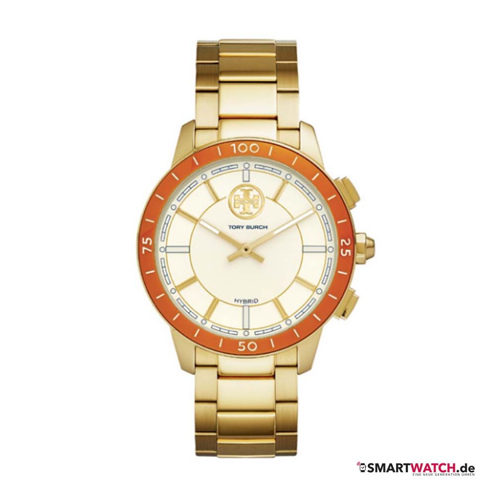 Tory Burch Collins Hybrid Smartwatch, Gliederarmband - Gold/Orange/Weiß