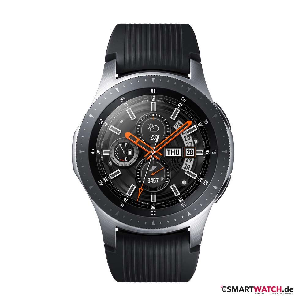 Samsung Galaxy Watch, Silikon - Silber/Schwarz (46mm) - Front