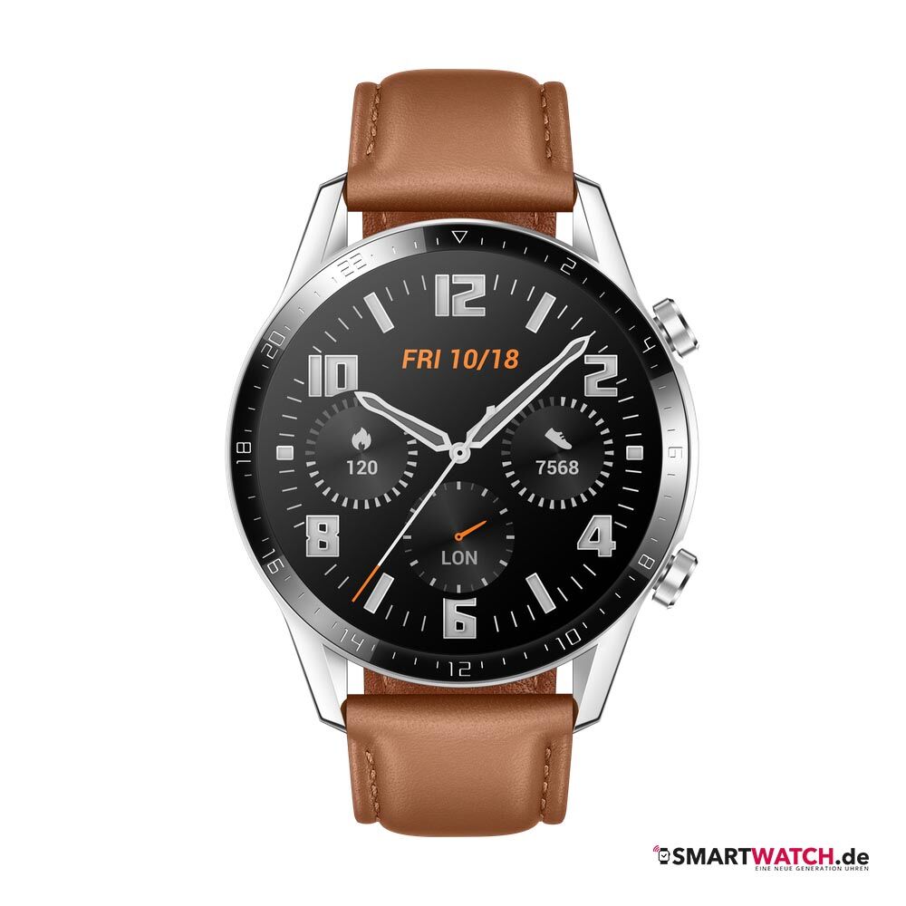 Huawei Watch GT 2 46mm, Leder - Braun/Silber